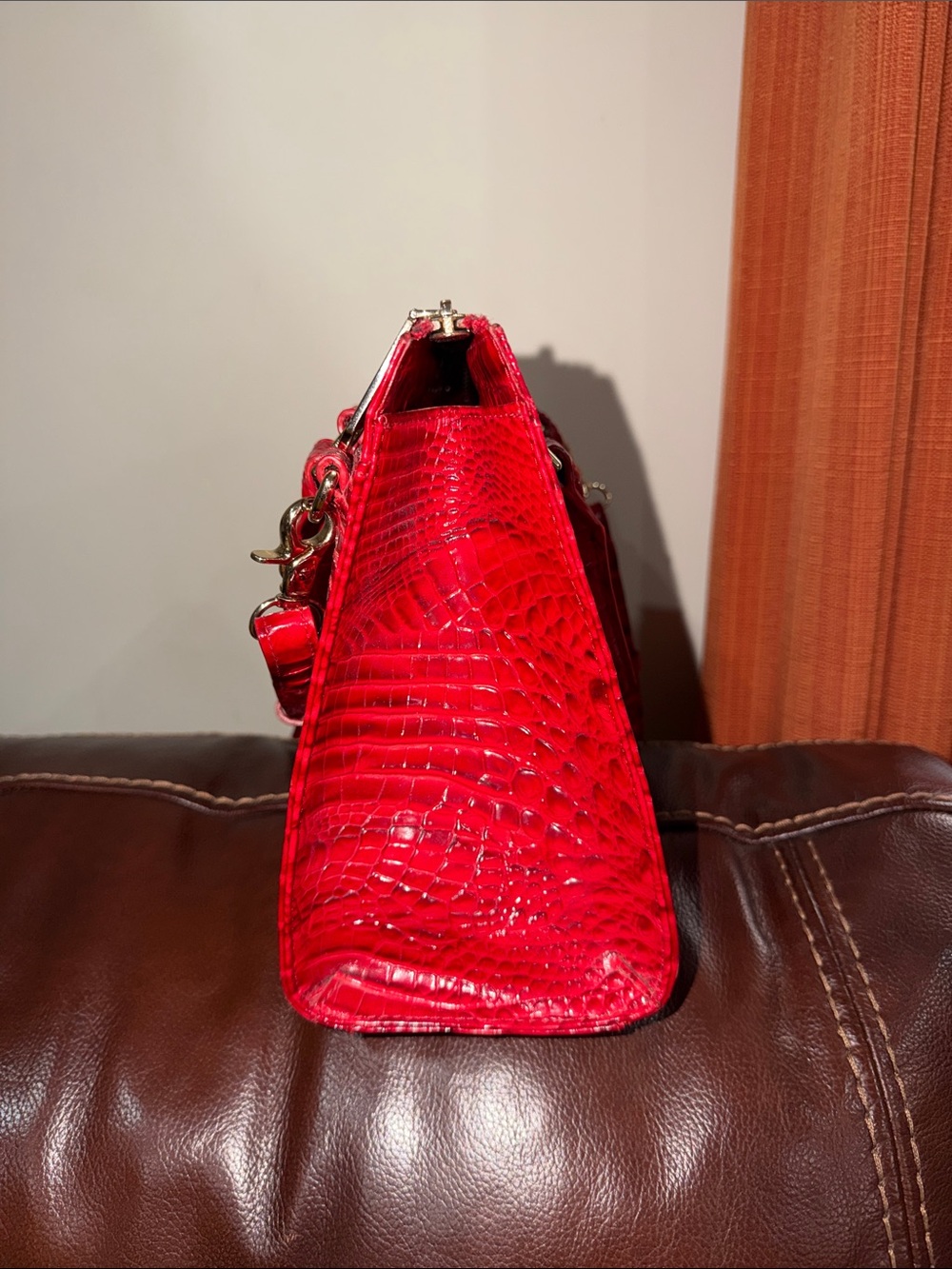 ‼️Brahmin Anywhere Convertible Embossed Red Leather Satchel Crossbody Bag - Picture 15 of 15